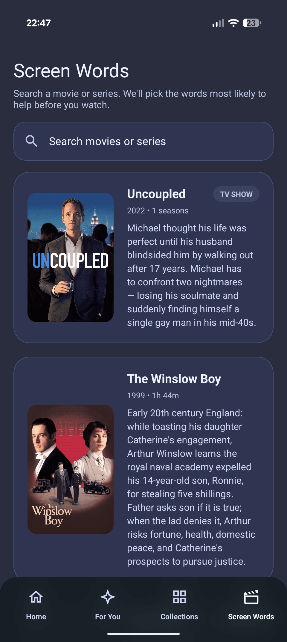 Slovnyx Screen Words search results