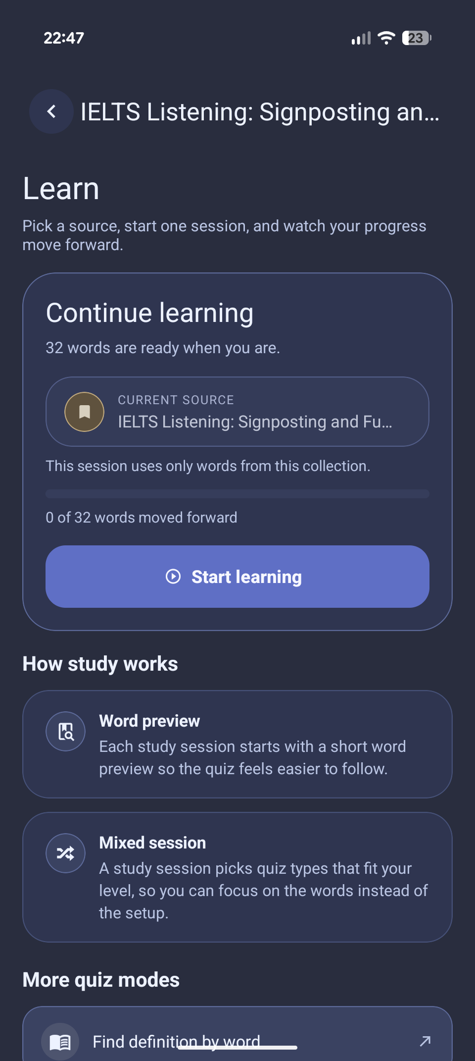 Vocabulary practice in Slovnyx