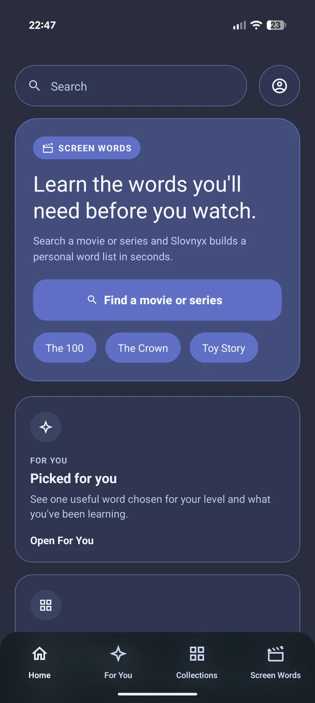 Slovnyxi avakuva koos Screen Wordsiga